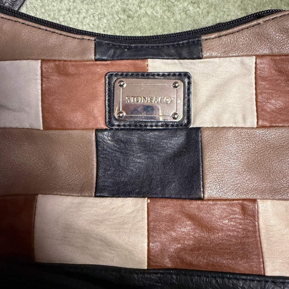Stone & Co. Multicolor Patchwork Leather Shoulder… - image 2